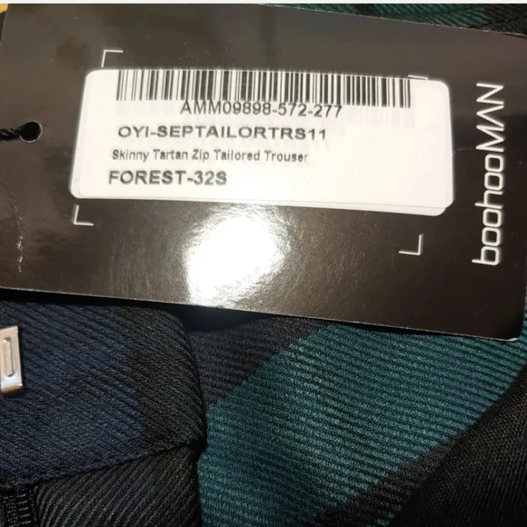 Boohoo Man Skinny Tartan Tailor Trousers Pants Ankle Zip Men 32 Hertiage Plaid - Picture 12 of 15